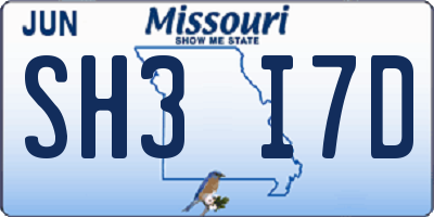 MO license plate SH3I7D