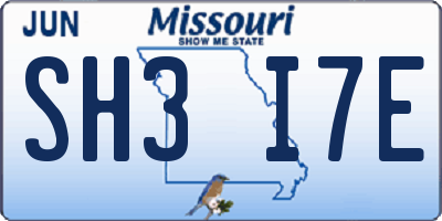 MO license plate SH3I7E