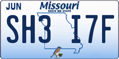 MO license plate SH3I7F