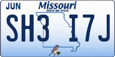 MO license plate SH3I7J