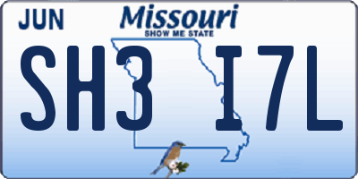 MO license plate SH3I7L