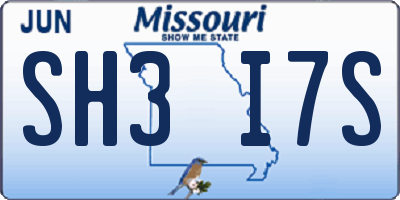 MO license plate SH3I7S