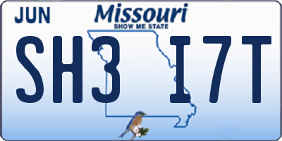 MO license plate SH3I7T