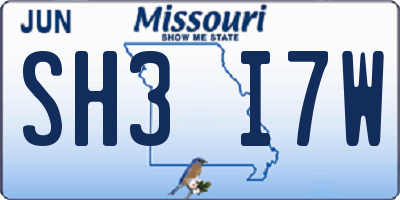 MO license plate SH3I7W