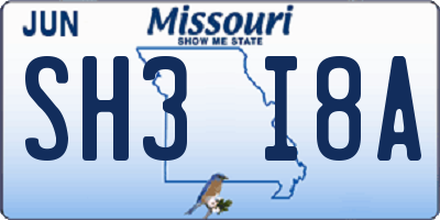 MO license plate SH3I8A