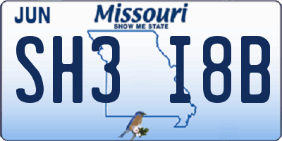 MO license plate SH3I8B