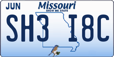 MO license plate SH3I8C
