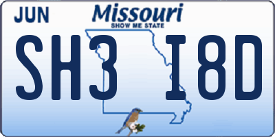 MO license plate SH3I8D