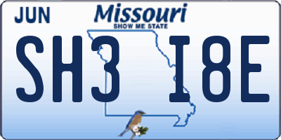 MO license plate SH3I8E