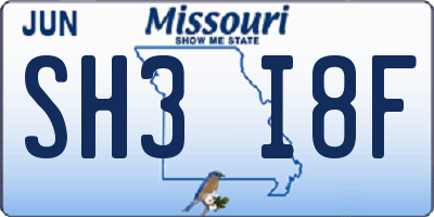 MO license plate SH3I8F