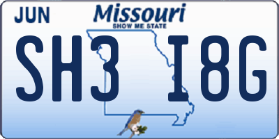 MO license plate SH3I8G
