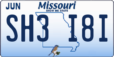 MO license plate SH3I8I