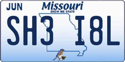 MO license plate SH3I8L