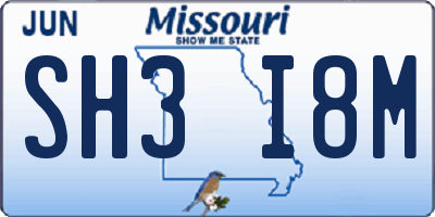 MO license plate SH3I8M