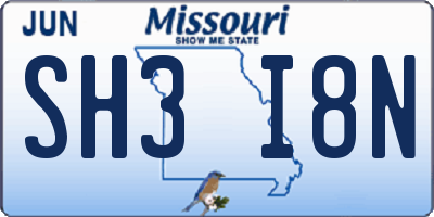 MO license plate SH3I8N