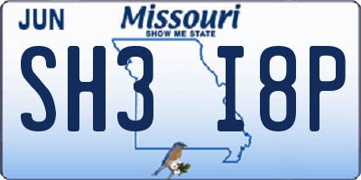 MO license plate SH3I8P