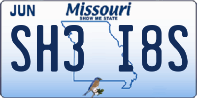 MO license plate SH3I8S