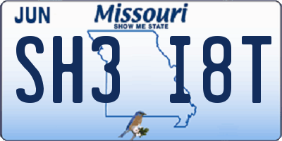 MO license plate SH3I8T