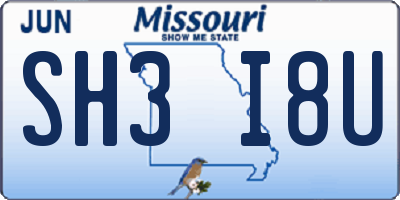 MO license plate SH3I8U