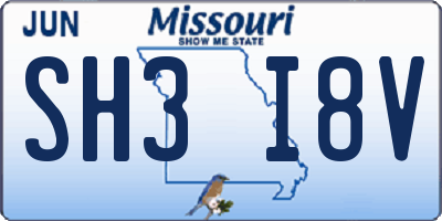 MO license plate SH3I8V