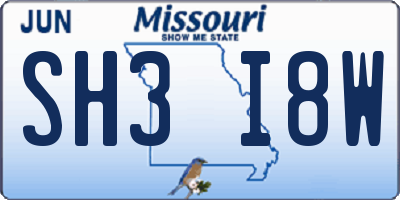 MO license plate SH3I8W