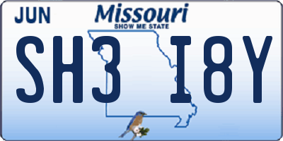 MO license plate SH3I8Y