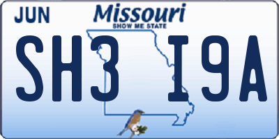 MO license plate SH3I9A