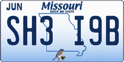 MO license plate SH3I9B