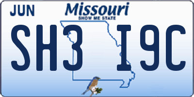 MO license plate SH3I9C