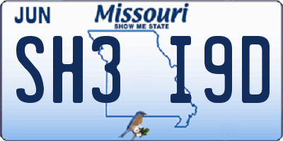 MO license plate SH3I9D