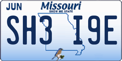 MO license plate SH3I9E