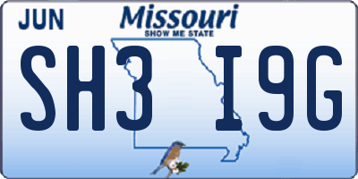 MO license plate SH3I9G