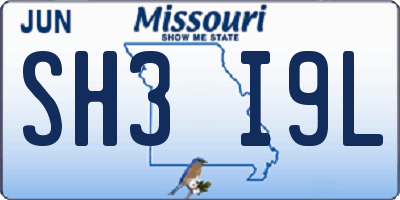 MO license plate SH3I9L