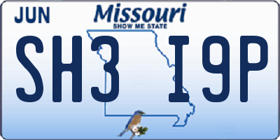 MO license plate SH3I9P