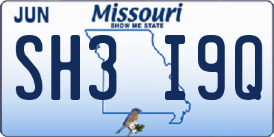 MO license plate SH3I9Q