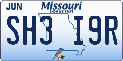 MO license plate SH3I9R