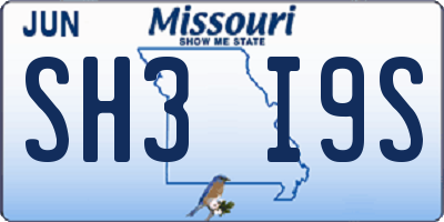 MO license plate SH3I9S