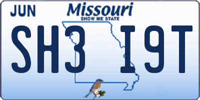 MO license plate SH3I9T