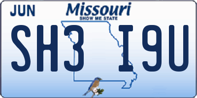 MO license plate SH3I9U