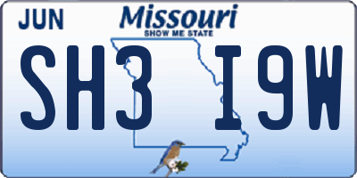 MO license plate SH3I9W