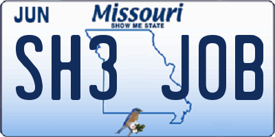 MO license plate SH3J0B