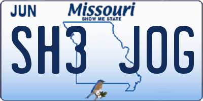 MO license plate SH3J0G