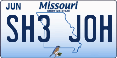 MO license plate SH3J0H