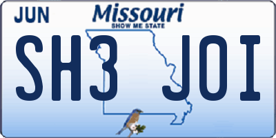 MO license plate SH3J0I