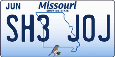 MO license plate SH3J0J