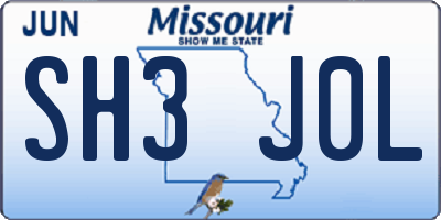 MO license plate SH3J0L