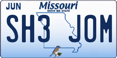 MO license plate SH3J0M