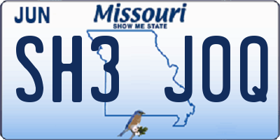 MO license plate SH3J0Q