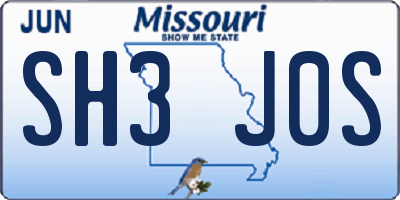 MO license plate SH3J0S