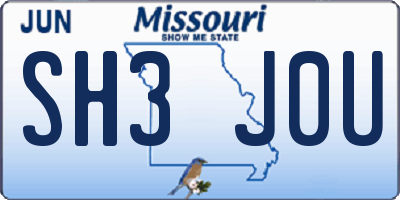MO license plate SH3J0U